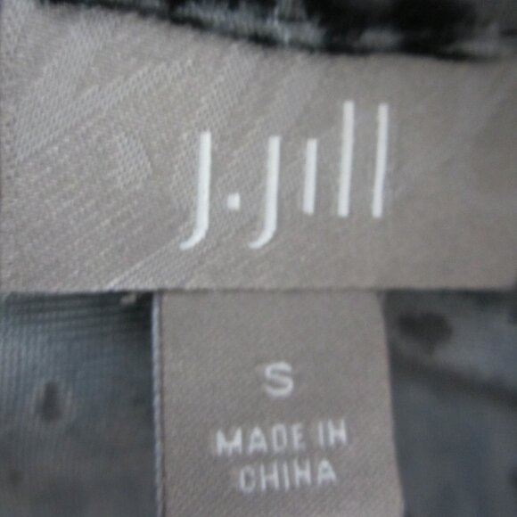 J Jill Womens Small Black Gray Burnout Velvet LS Shirt Silk Rayon Soft S - Picture 6 of 13